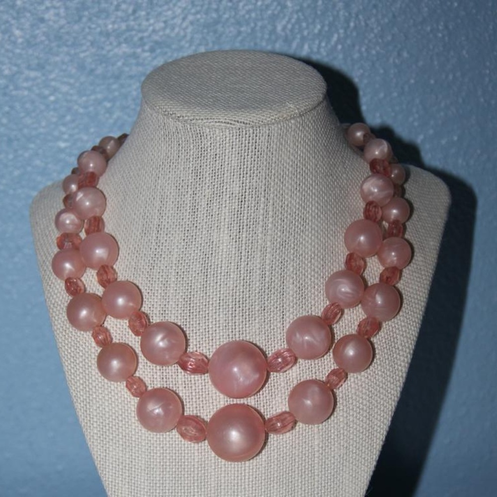 Vintage Coro Pink Chunky Bead Necklace